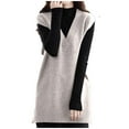 thumbnail image 2 of YueHuiYing Women Sweater Vest Oversized V Neck Sleeveless Knit Pullover Ribbed with Comfy Pockets, 2 of 7