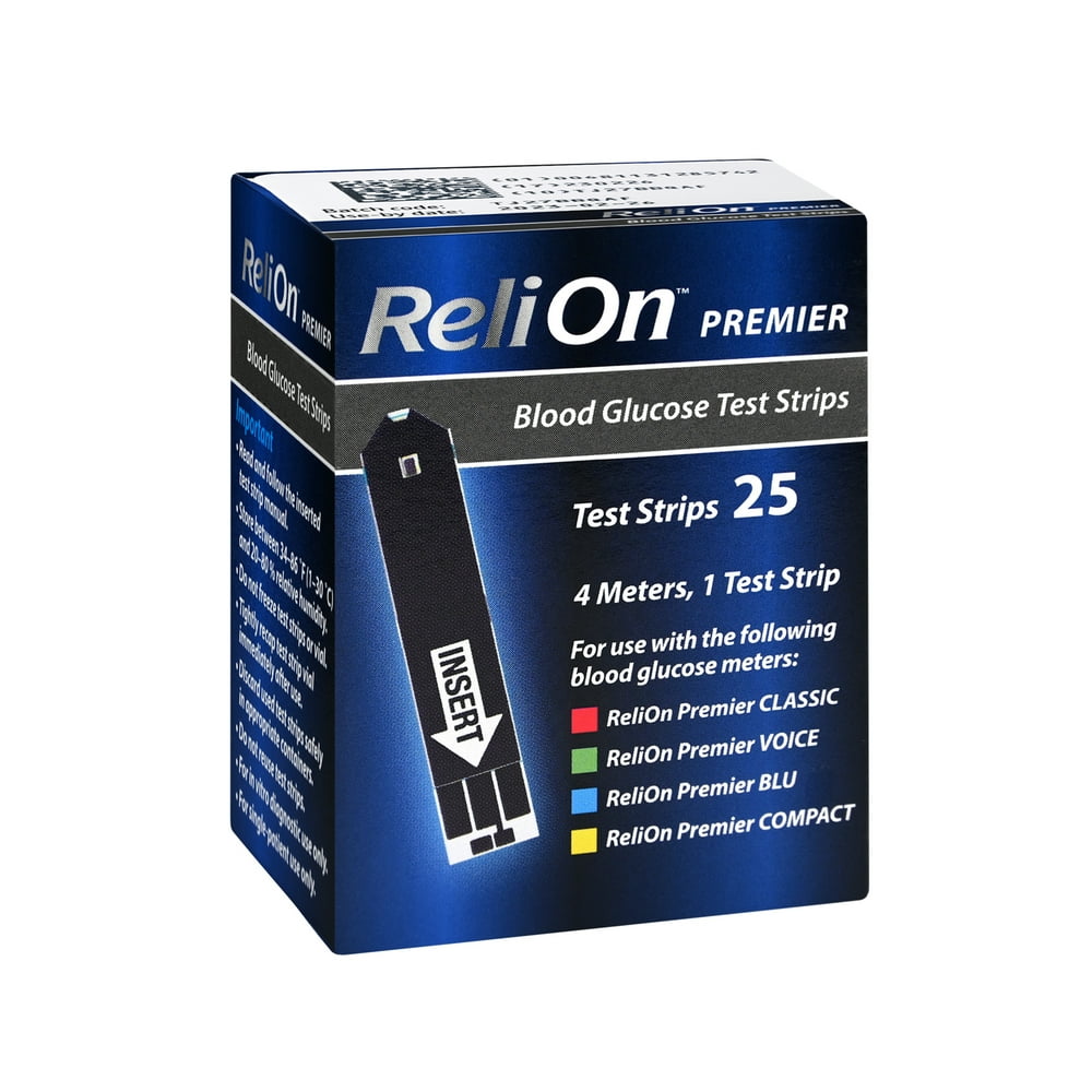 ReliOn Premier Blood Glucose Test Strips, 25 Ct