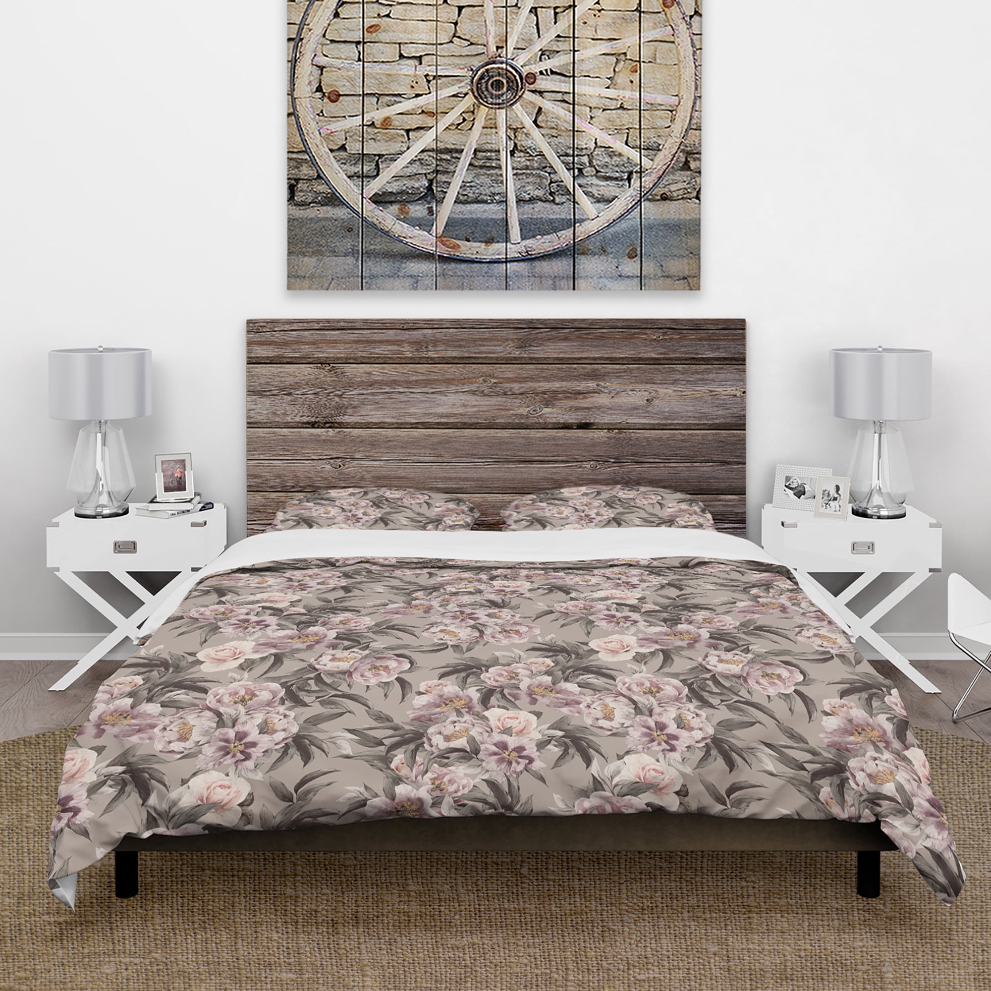 Designart 'Pink Pansies and Peonies' Floral Duvet Cover Set