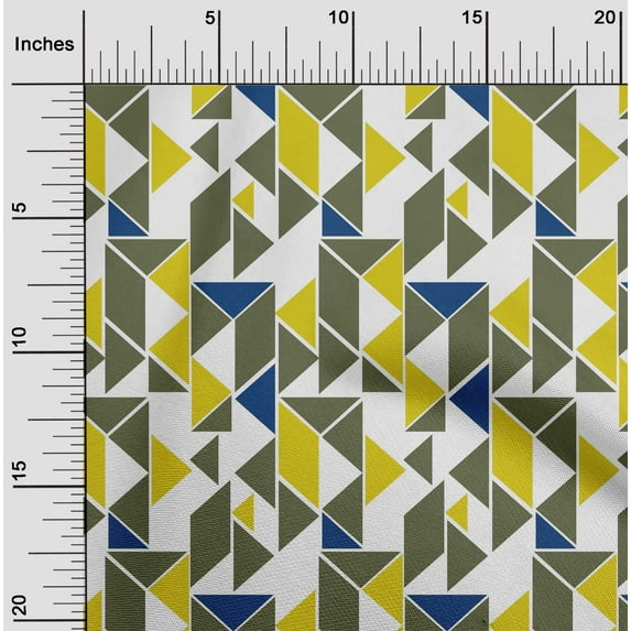 oneOone Viscose Jersey Fabric Parallelogram & Triangle Geometric Print Sewing Fabric BTY 60 Inch Wide