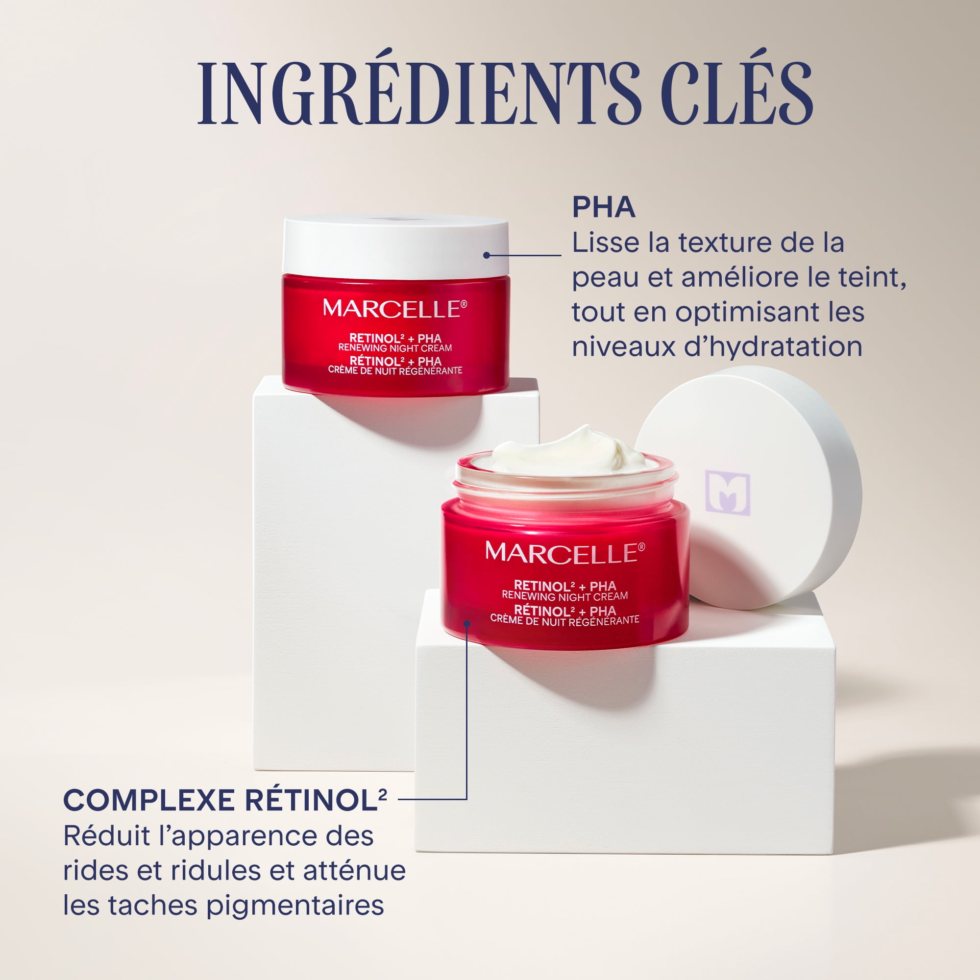 Marcelle Rétinol² + PHA crème de nuit régénérante, 50mL