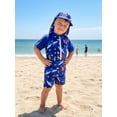 thumbnail image 5 of BemeyourBBs Toddlers Baby Boys 3 Piece Swimsuit Infant Bathing Suit Swim Shirt Trunk Shorts Set and Sun Hat Short Sleeve Shark Swimwear Sunsuit UPF 50+ Rash Guard, 5 of 9