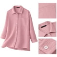 thumbnail image 3 of Button Down Shirt for Women Casual Long Sleeve Oversize Fit with Pocketl Pink, 3 of 7