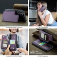 thumbnail image 4 of for Samsung Galaxy S22 Plus Premium PU Leather Back Case, Multiple Card Slots Design, Double Magnetic Clasp Study Kickstand RFID Blocking Classic Phone Cover for Samsung Galaxy S22 Plus, Purple, 4 of 9