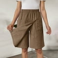 thumbnail image 5 of IWRICH Women's Casual Skorts High Waist Summer Linen Knee Length Shorts Solid Tennis Golf Beach Loose Trendy Skirt with Pockets Brown S, 5 of 7