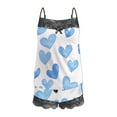 thumbnail image 6 of Valentine's Pajamas for Women Heart Print Lace Camisole Sleeveless Shorts Casual Pajama Sets, 6 of 6