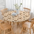 thumbnail image 3 of Beige Highland Cow Figure Butterfly Pattern Round Fitted Tablecloth with Elastic Edge,Dining Table Cover Waterproof,Outdoor Round Tablecloth for Camping,Dining,Indoor and Outdoor, 3 of 7