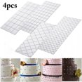 thumbnail image 1 of Coofit 4PCS Cake Stencil Set Plastic Plaid Rattan Pattern Baking Stencil Cake Template, 1 of 4
