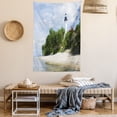 thumbnail image 2 of Vintage Beach Tapestry, Photo of Trees Lighthouse on a Beach Cloudy Sky Calm Nature Landscape Art, Wall Hanging for Bedroom Living Room Dorm Decor, 40"W X 60"L, Multicolor, by Ambesonne, 2 of 5