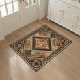 thumbnail image 3 of ODIKA 3'x5' Washable Throw Rug Stain Resistant, Low Profile, Non-Slip Cowboy Southwestern Lattice Vintage Round Runway Themed Hooks Flowing Dynamic for Entryway, Kitchen, Mudroom, 3 of 7
