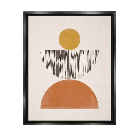 Stupell Industries Modern Balancing Shapes Stripes Pattern Graphic Art Jet Black Floating Framed Canvas Print Wall Art, Design by JJ Design House LLC