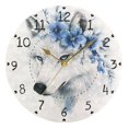 thumbnail image 5 of Wolf and Blue Flowers Watercolor Round Wall Clock Silent Analog Battery Operated Black Pointer Home Decor 9.84" Diameter, 5 of 11