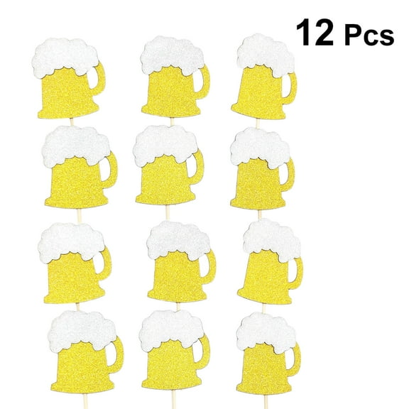 Soimiss Creative Paper Cake Toppers for Wedding Decoration Multi Color Beer Cup Shape Party Supplies 12PCS