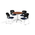 thumbnail image 4 of OFM Multi-Use Break Room Package, 36" Round Table with Stars Stack Chairs, Cherry Finish with Chrome-Plated Steel Base and Plum Seats (PKG-BRK-167), 4 of 5