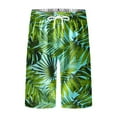 thumbnail image 5 of Men Drawstring Waist Swimwear Beach Shorts Swim Trunks With Pockets Army Green L, 5 of 5