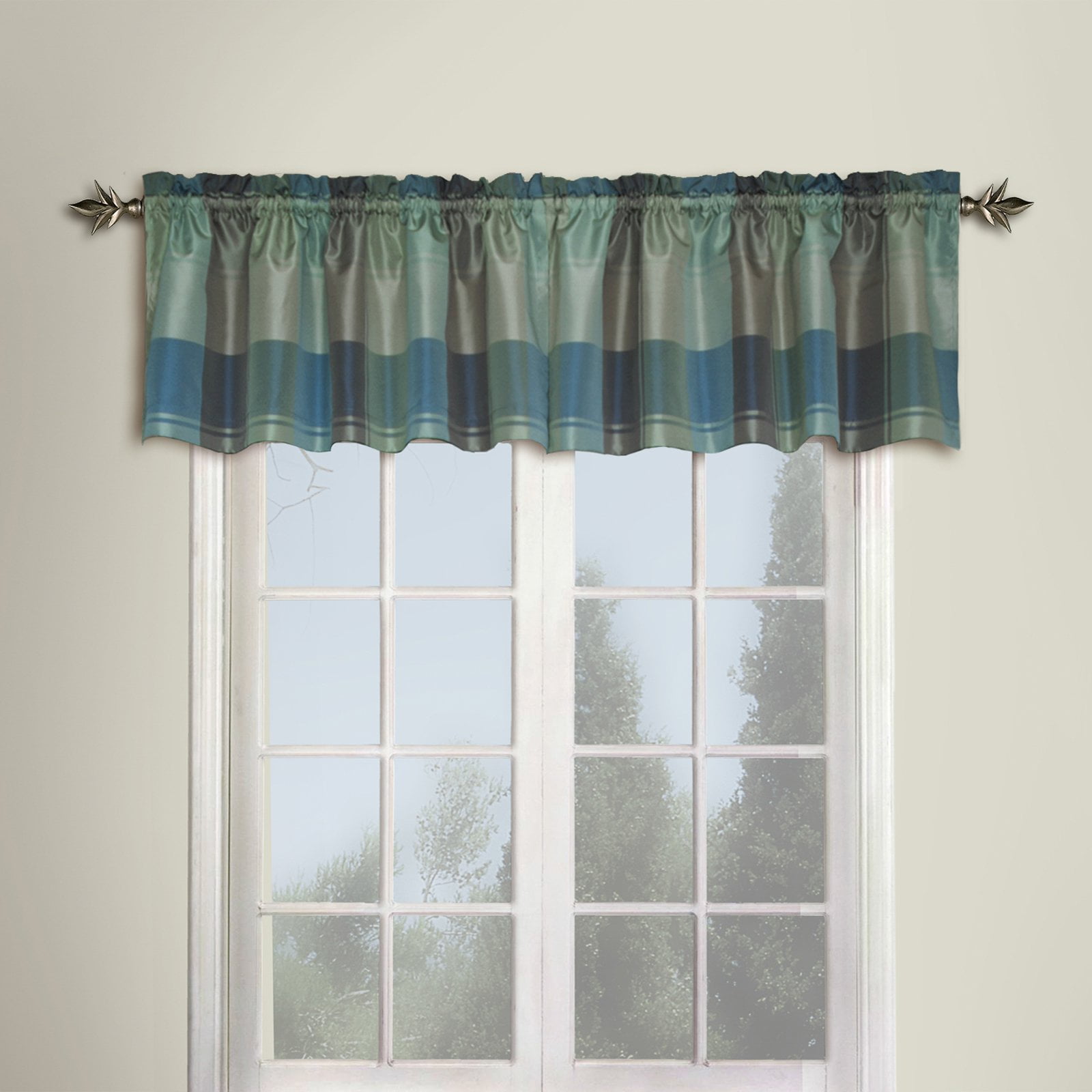 Plaid 54 X 18 Window Curtain Valance Tuape Brown Walmart Com Walmart Com