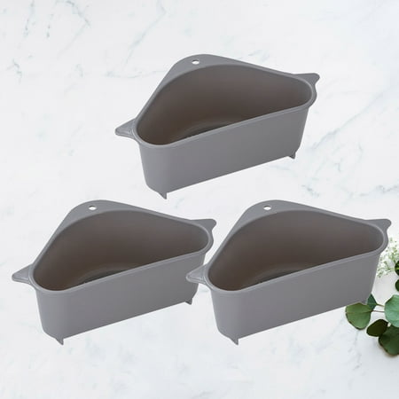 

Etereauty 3Pcs Creative Triangel Shaped Hanging Basket Punch-free Faucet Drain Storage Basket Snap Button Type Home Kitchen Storage Rack (Grey)