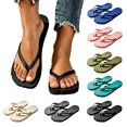 thumbnail image 2 of Qingpeng Womens Lug Sole Thong Sandals Textured Thick Footbed Wide V Strap Comfy Cushioned Summer Lounge Flip Flops, 2 of 6