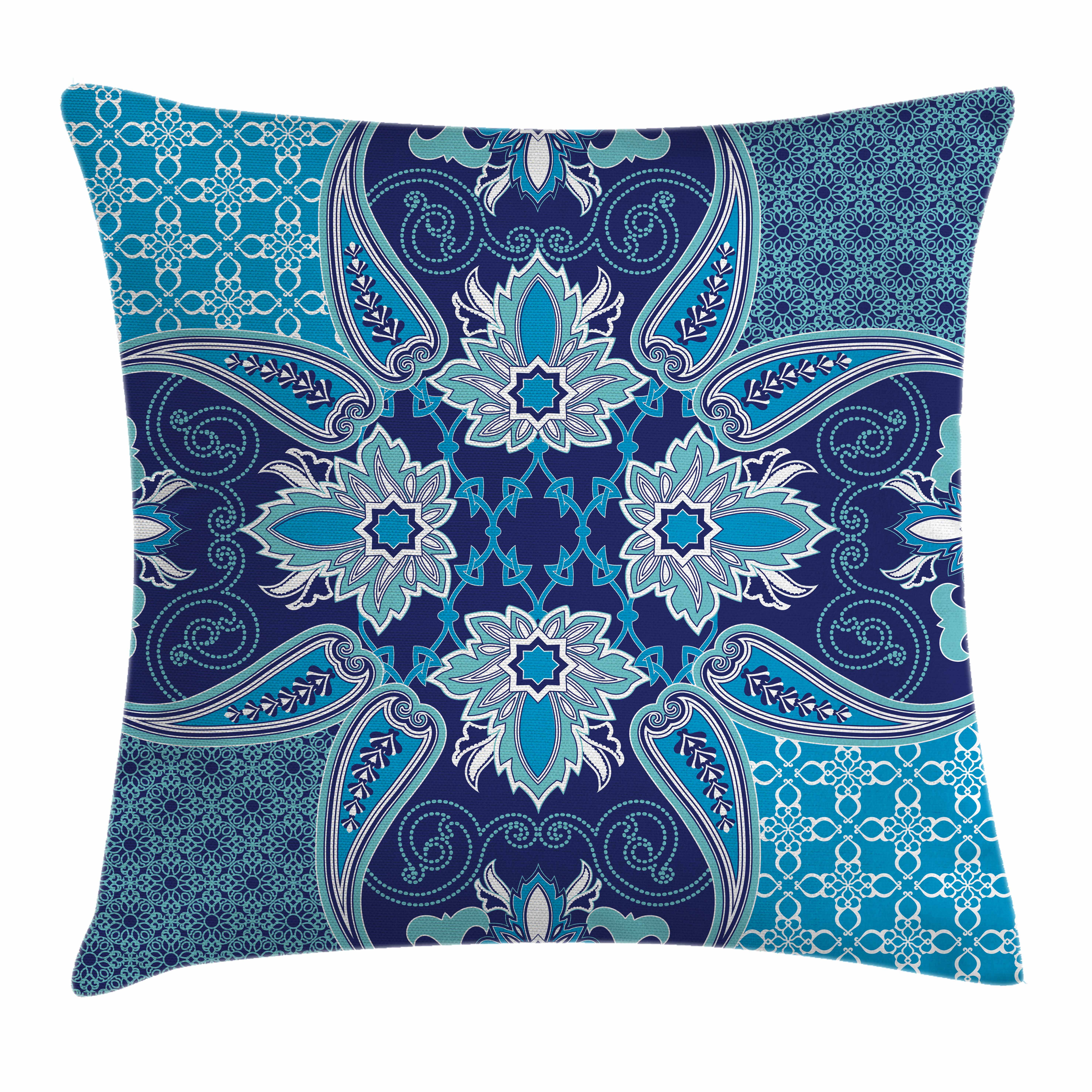 Navy Throw Pillow Cushion Cover, Middle Eastern Oriental Persian