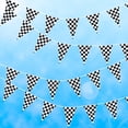 thumbnail image 3 of Hot Wheels Party Essential, 100Ft Reusable Checkered Flag Banner, 48 Pieces Of Weatherproof Polyplastic Pennants, Bold Triangular Cut For Authentic Racing Party Decorations, 3 of 6