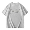 thumbnail image 6 of Girls T Shirts Short Sleeve Letter Print Casual Crewneck Basic Tees Kids Grey Shirt Kids Clothes Girls Size 10-12 Years, 6 of 6