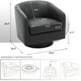 thumbnail image 4 of DREAMSIDEA PU Leather Swivel Barrel Chair, Round Accent Chair for Living Room, Office, Bedroom -Black, 4 of 6