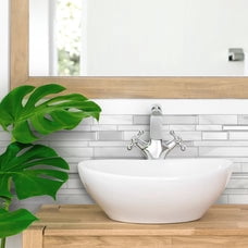 Smart Tiles Peel and Stick Backsplash, 5 Adhesive Tiles, Milano Grey, 11.55"x9.63"