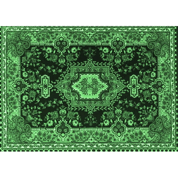 Ahgly Company Indoor Rectangle Medallion Emerald Green Traditional Area Rugs, 4' x 6'
