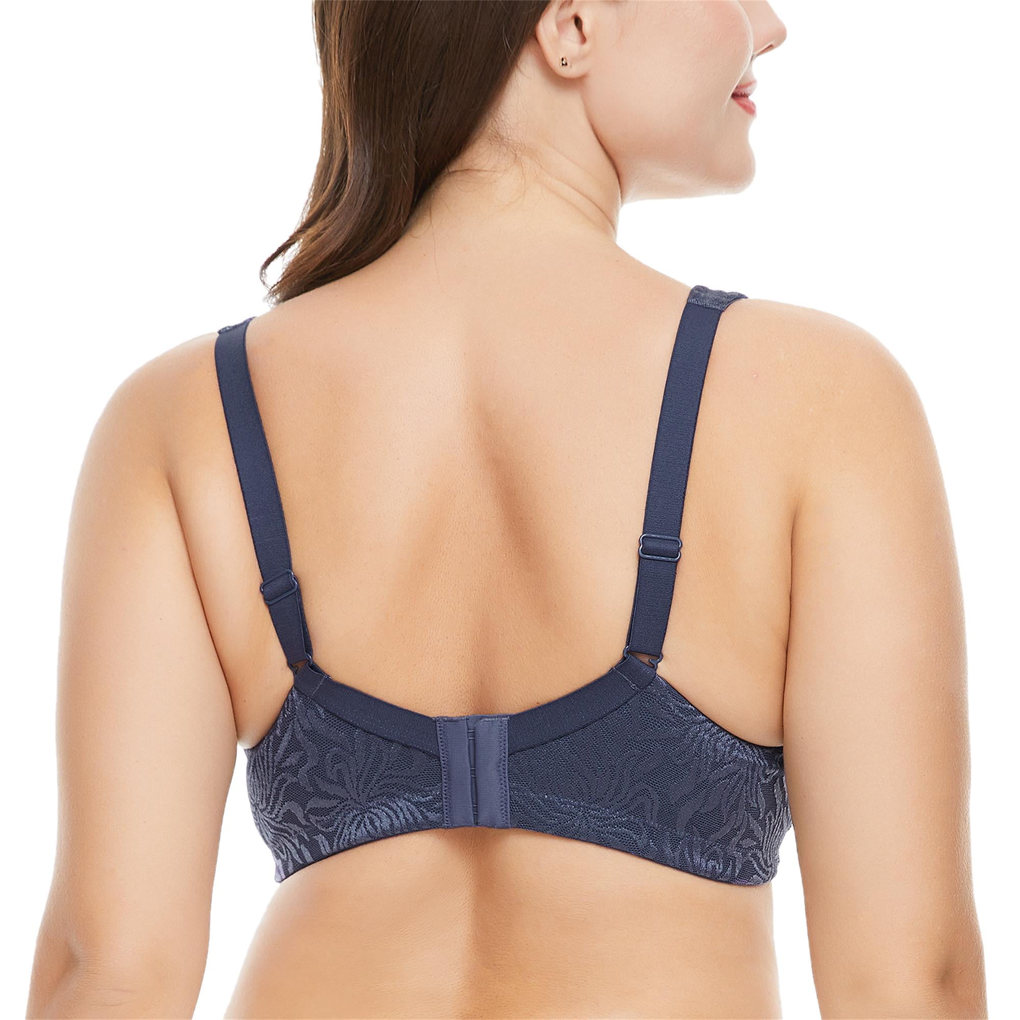 Wingslove Women's Full Coverage Plus Size Bra Non Padded Wireless Minimizer Bra, Gray Blue 42D