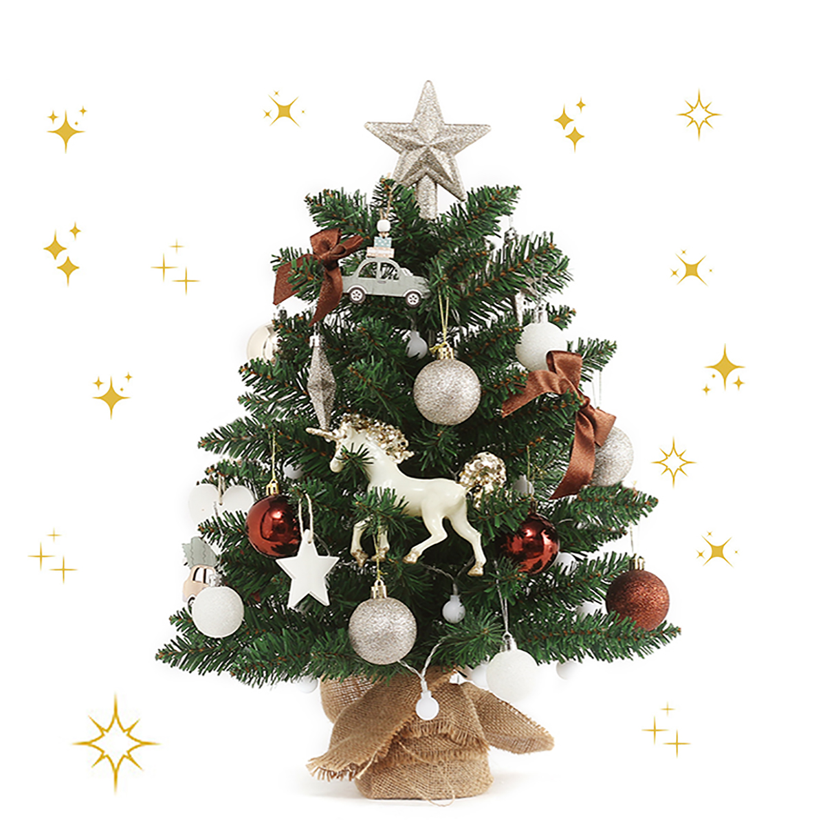 Christmas Tree with Lights, 2FT Tabletop Prelit Christmas Tree with