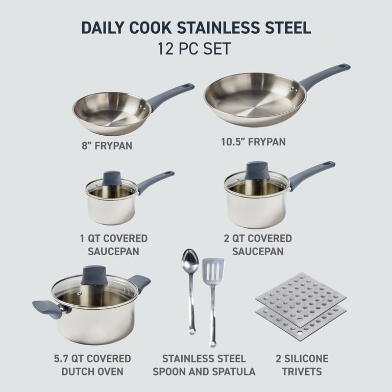 T-fal Daily Cook 12-Piece Cookware Set, Ocean Blue Handles photo 2