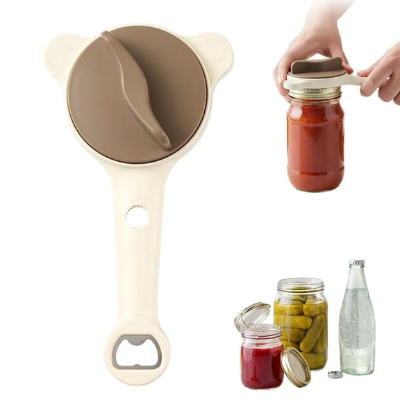 4-in-1 Jar Opener - Adjustable Stainless Steel Lid Remover for Seniors & Arthritis Sufferers, Fits Kitchen Jars, Bottles & Cans (1PC)