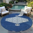 thumbnail image 6 of Addison Rugs Chantille Indoor/Outdoor Traditional Vintage Navy Washable Round Rug, 8' x 8', 6 of 6