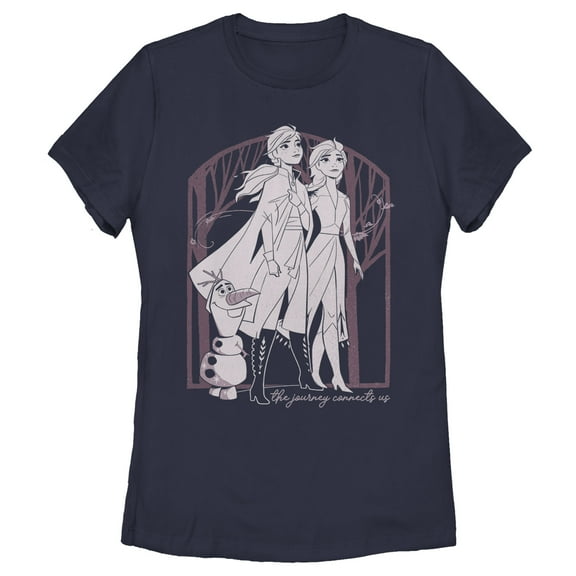 Women's Frozen 2 Sister Forest Frame  Graphic Tee Navy Blue Small