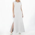 thumbnail image 2 of Vestido largo informal sin mangas con abertura para mujer: vestido camisero holgado con bolsillos laterales, perfecto para vacaciones/viajes, tejido ligero, tallas S-XXL, 2 of 4