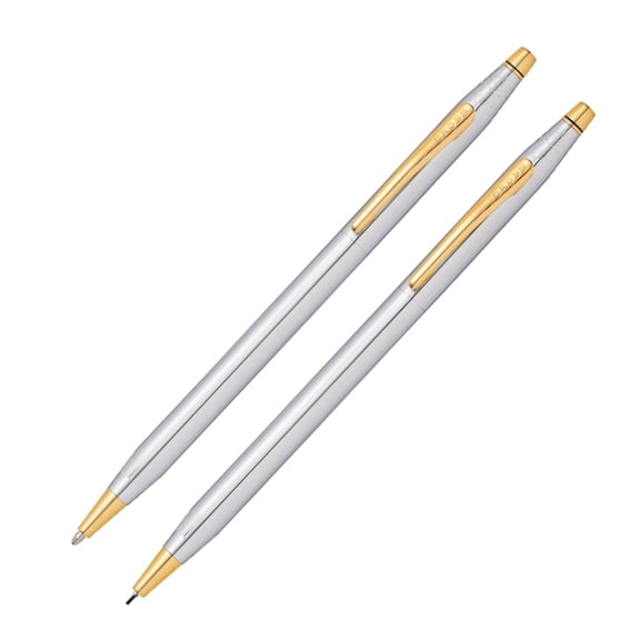 Cross Classic Century Refillable Medium Ballpoint Pen And 0.7mm Pencil Set, Includes Premium Gift Box - Medalist Chrome
