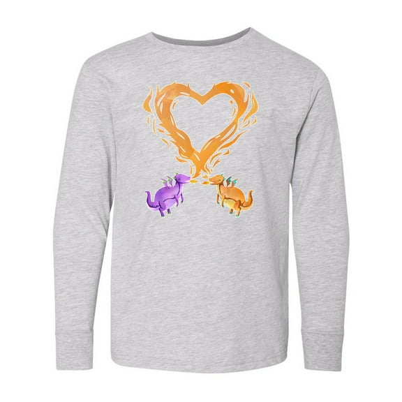 Inktastic Fire Heart Dragons Long Sleeve Youth T-Shirt
