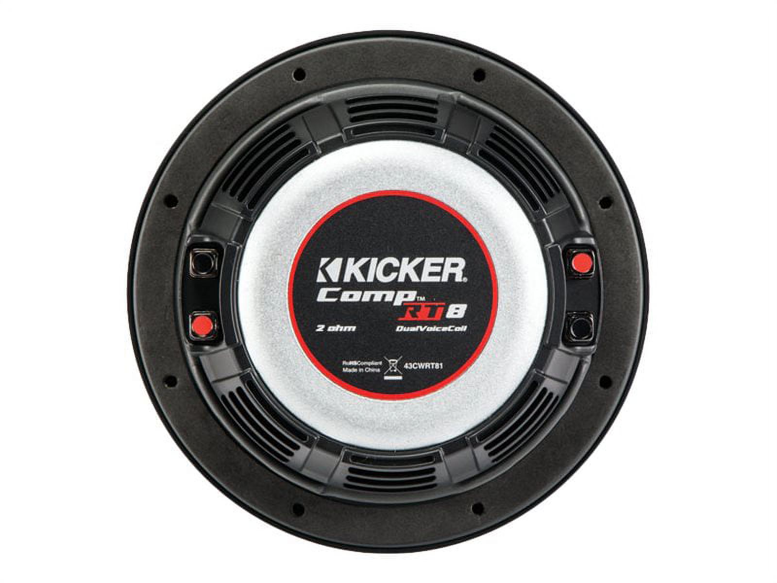 Kicker 8 Inch Dual 600 Watt CompRT 2 Ohm Shallow Slim Car Subwoofer | 43CWRT82 - image 4 of 5