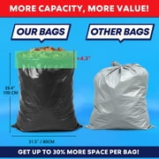 33 Gallon Trash Bags (100 Count), Garbage Bags 30-32 Gallon, High Density Bags with Tying Ropes