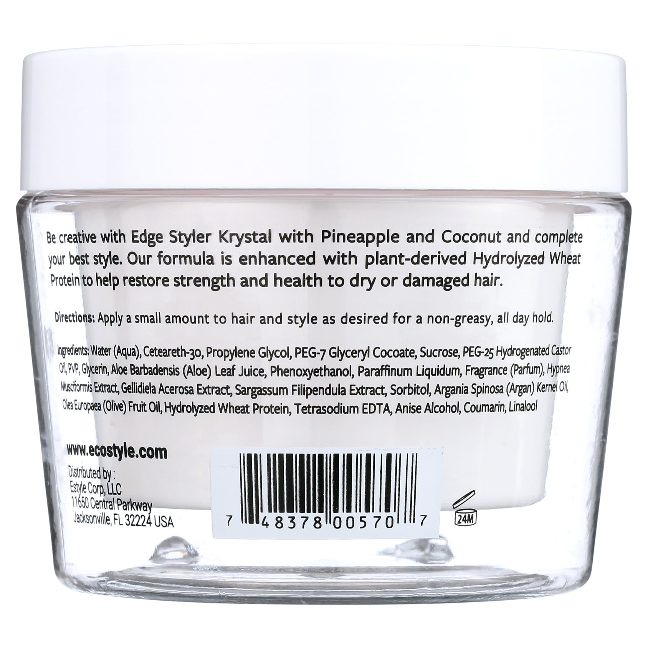 Eco Style Edge Styler Krystal Gel with Pineapple and Coconut 8 oz., Moisturizing, Unisex