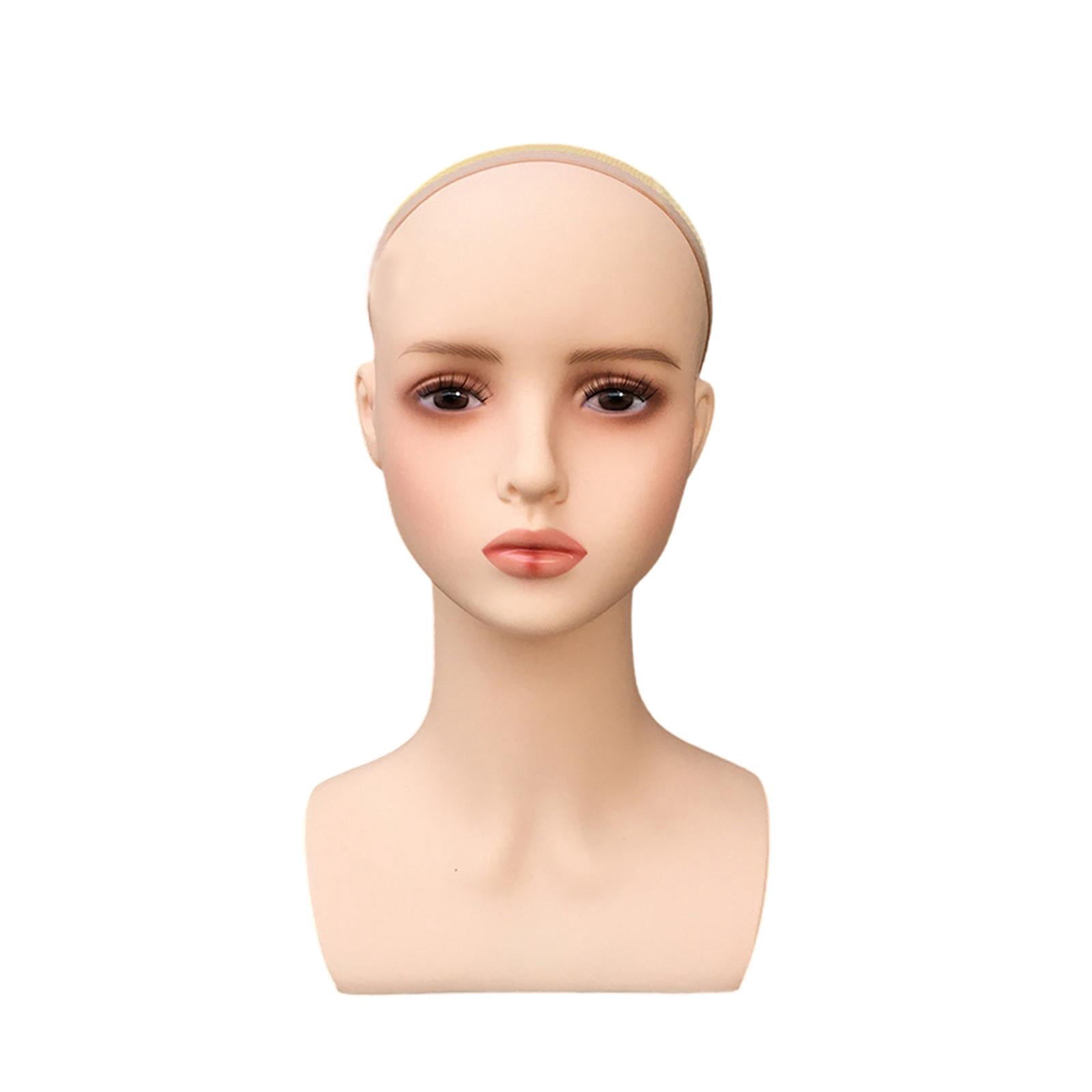 Serenable Cosmetology Doll Head Mannequin Head for Necklace Making Styling Training Head Display for Cap Making and Display Light red lips