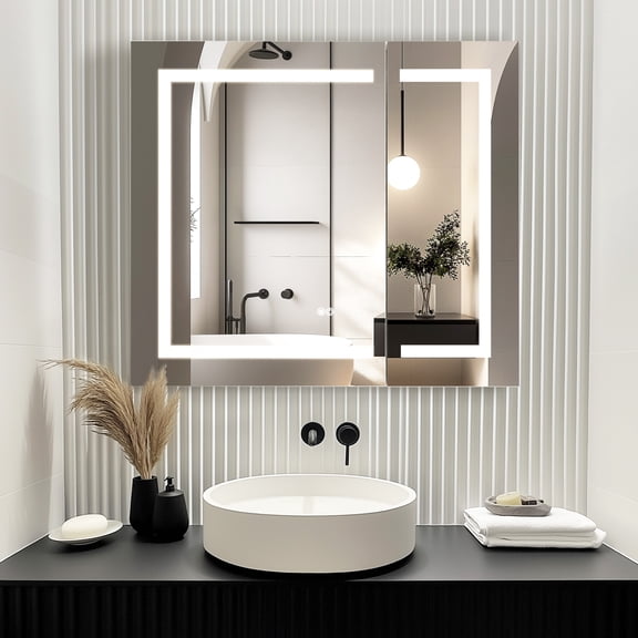 Santona 36 in.W x 32 in.H Medicine Cabinet with Aluminum Frameless LED Mirror