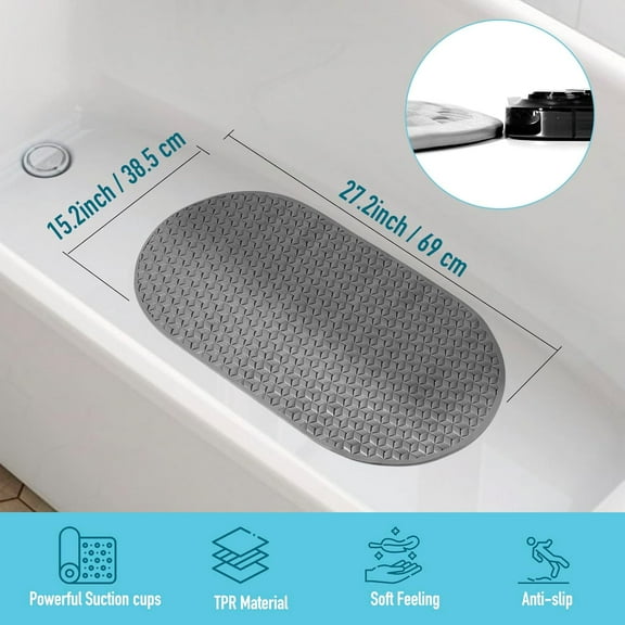 Bathtub Mat Non Slip With 112 Suction Cups And Non-Smell Extra Soft Tpr Mat