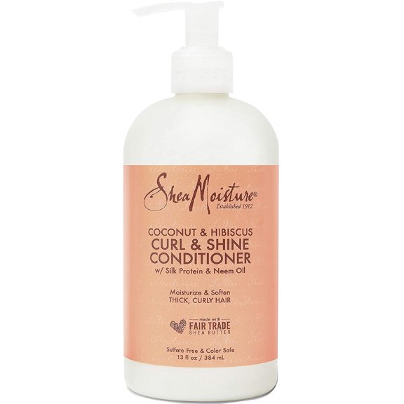 4 Pack - SheaMoisture Curl and Shine Conditioner for Thick, Curly Hair Coconut and Hibiscus to Restore and Smooth Dry Hair 13  oz