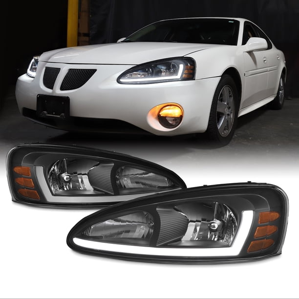 For 0408 Pontiac Grand Prix LED Tube DRL Black Headlights w/ Corner