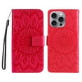 thumbnail image 4 of TECH CIRCLE for iPhone 16 Case 6.1" 2024, PU Leather Flip Wallet Case with Stand Function, Built-in Card Slots & Cash Pocket, Lightweight Protective Cute Flower Portable Handy Cover with Lanyard, Red, 4 of 8