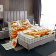 thumbnail image 1 of YST Fall Sheets, Rustic Pumpkins Leaves Farmhouse Sheet Set For Kids Happy Thanksgiving Orange Pumpkins Bed Sheets Set, Western Geometry Lattice Grid Flat Fitted Sheet Twin Size, 1 of 5