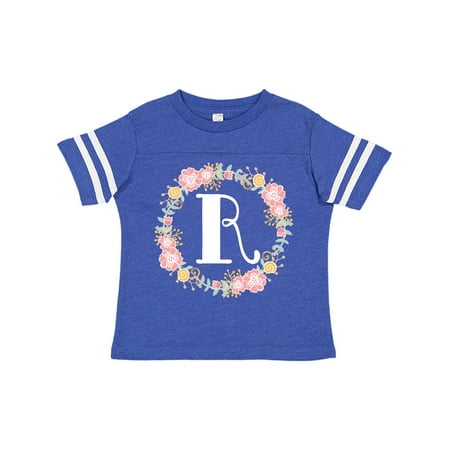 

Inktastic Monogram Letter R Rose Floral Wreath Gift Toddler Toddler Girl T-Shirt