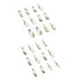 thumbnail image 2 of Valentine's French Tip Press on Nails,Green Long Coffin Fake Nails with Water Ripple Designs,Acrylic False Nails Artificial Glossy Full Cover Glue on Nails for Women Nails 24 Pcs Easy Apply, 2 of 9