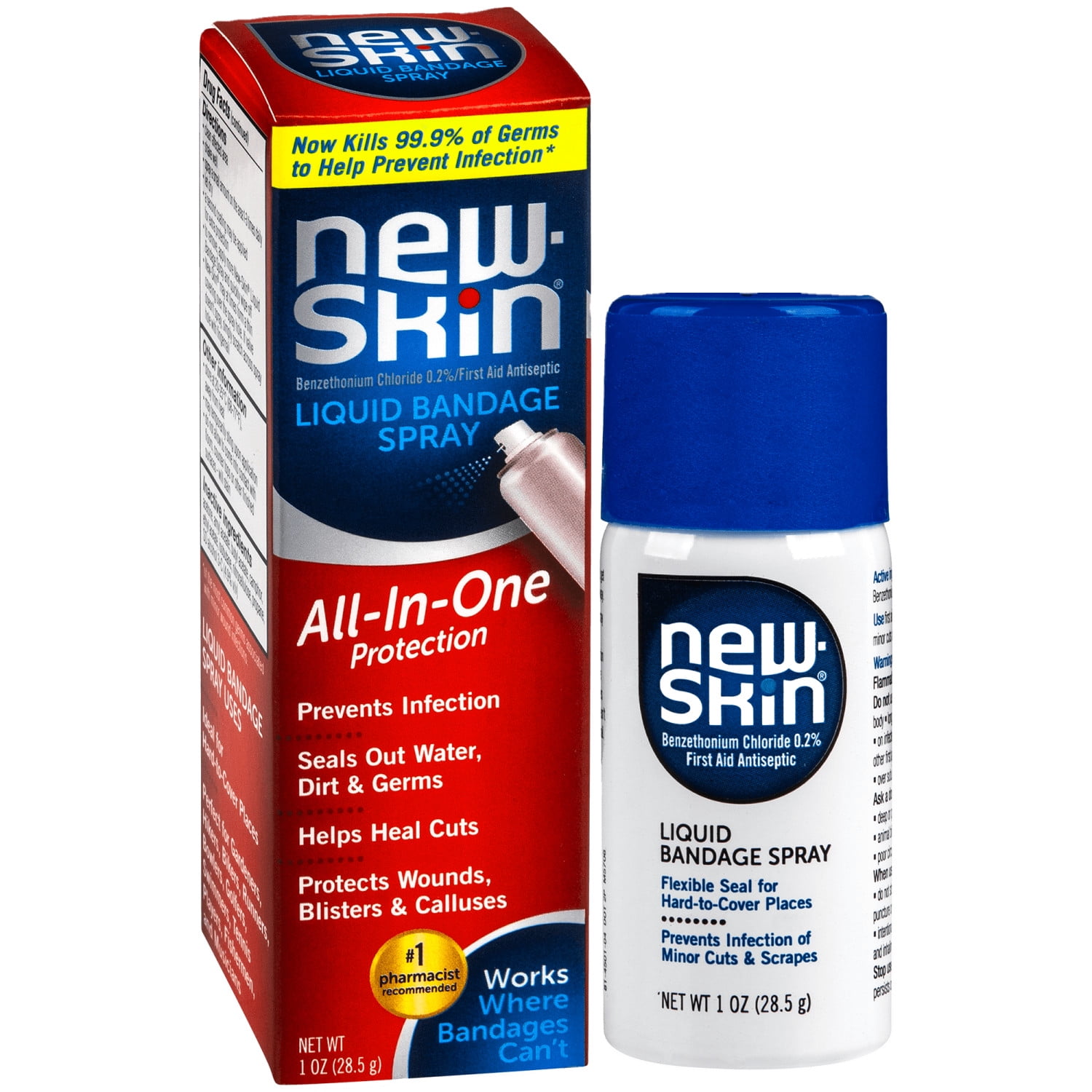 New Skin Liquid Bandage Spray, Waterproof Bandage for Scrapes and Minor Cuts, 1 fl oz